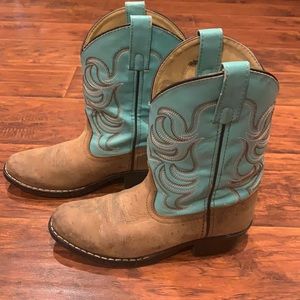 Shyanne Size 2D Girls Cowboy Boots Brown/Teal